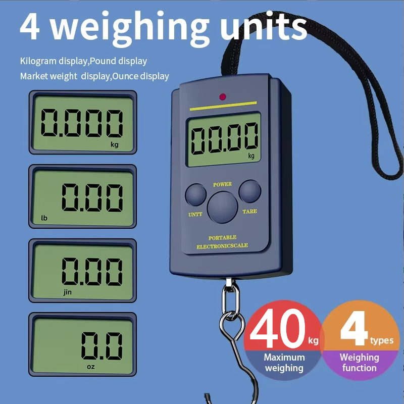 Fishing Hook - Bilancia Digitale Portatile Multifunzione 40kg/10g con