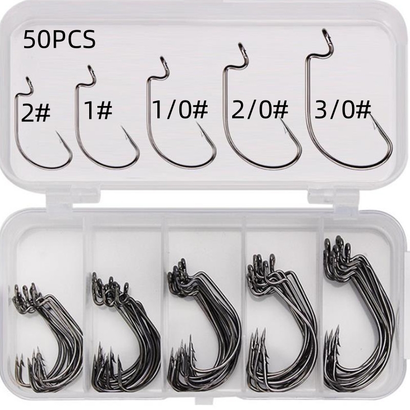Fishing Hook Offset - 50 Pezzi/Scatola Ami da Pesca in