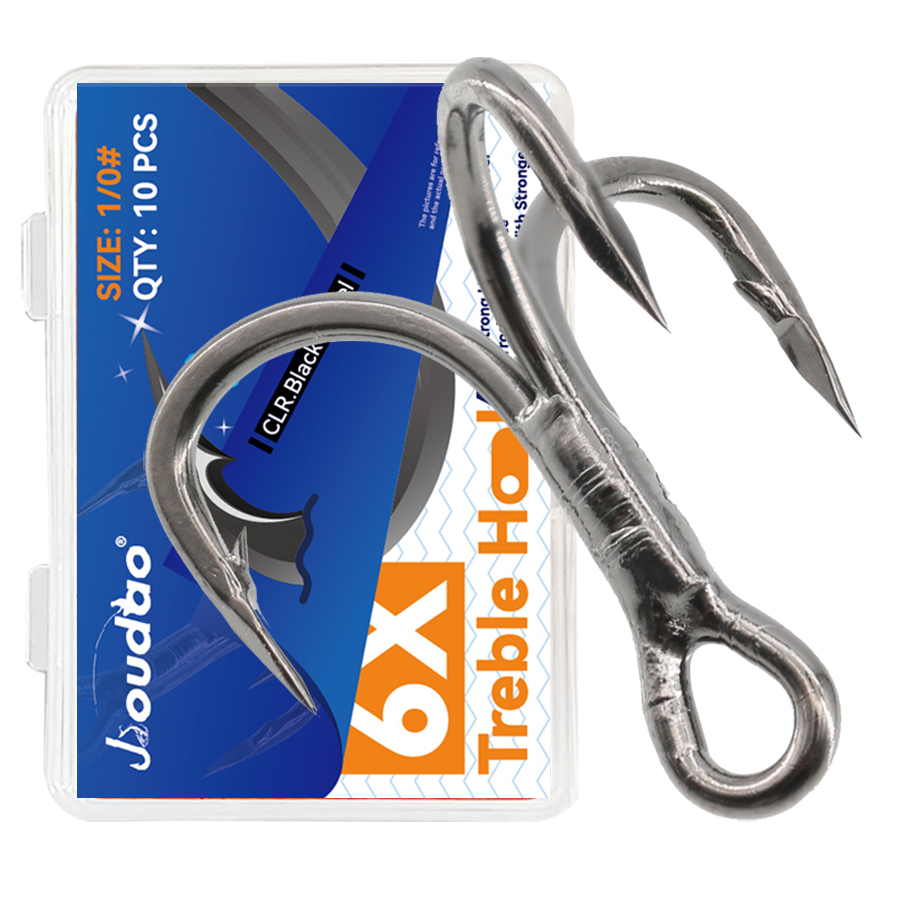 Fishing Hook Offset - 6X Ami da pesca tripli neri