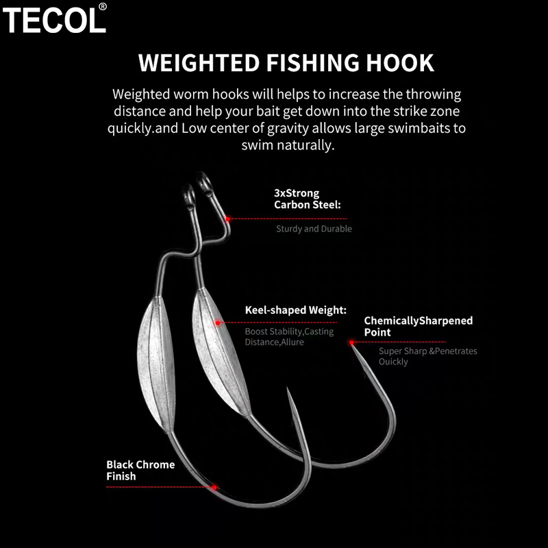 TECOL 3PCS 6/0 8/0 10/0 Ami da - Fishing Hook Weedless recensione e prezzo